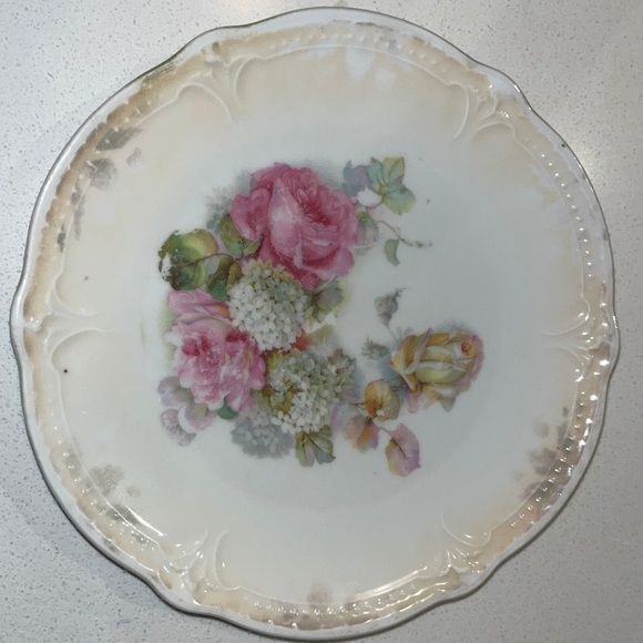 Vintage German Porcelain Hand Painted Floral Decor Plate - Picture 4 of 4
